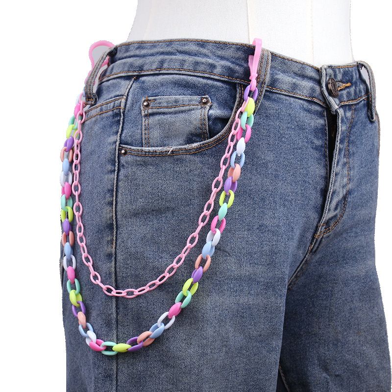 New Colorful Acrylic Five Pointed Star Bounce Earth Cool Girl Cute And Sweet Macaron Pant Waist Chain_voghion.com