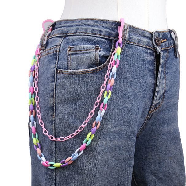 New Colorful Acrylic Five Pointed Star Bounce Earth Cool Girl Cute And Sweet Macaron Pant Waist Chain_voghion.com