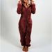 Women's Autumn And Winter Fleece Thickened Fluffy Jumpsuit Home Hooded Bear Pajamas_voghion.com