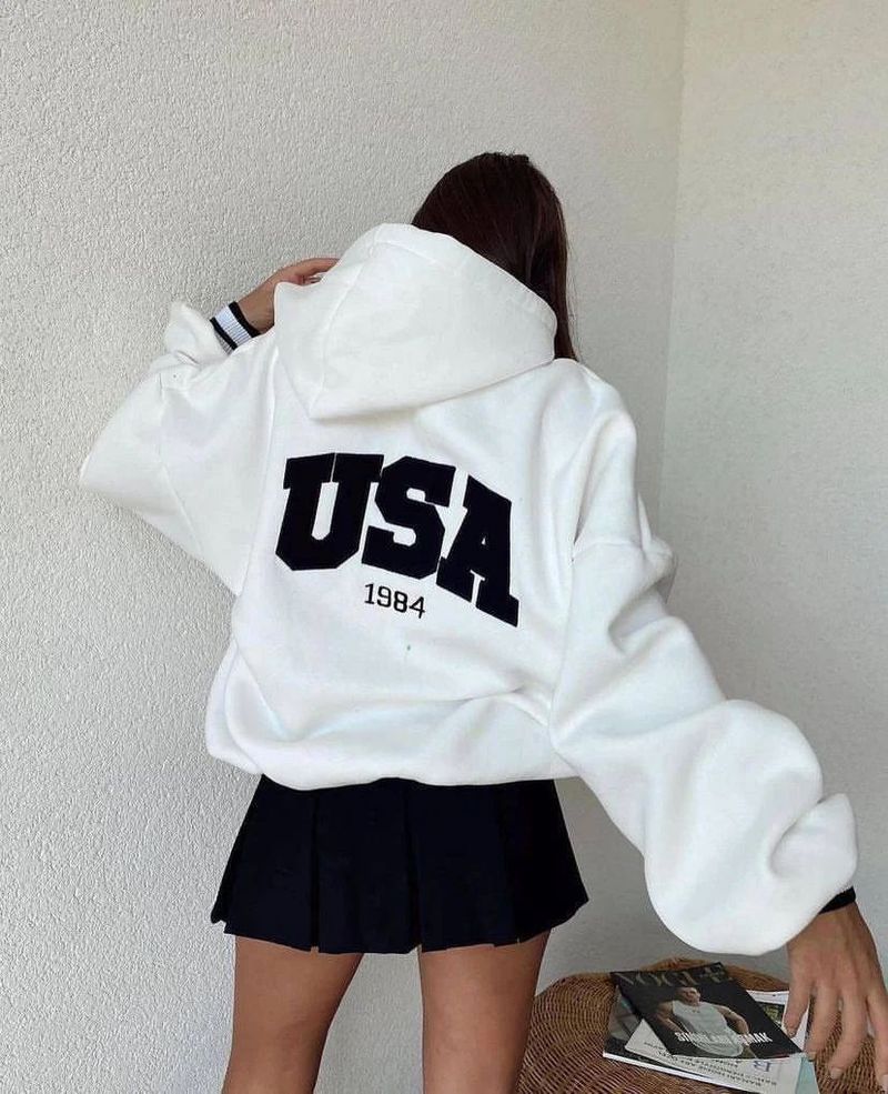 Women's clothing casual fashion printed thickened versatile tops long-sleeved hooded sweatshirt for women_voghion.com