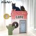MISSPET Cactus Coffee House CAFE Pink Double Layer Large Space Post Bed Cat Scratching Board_voghion.com