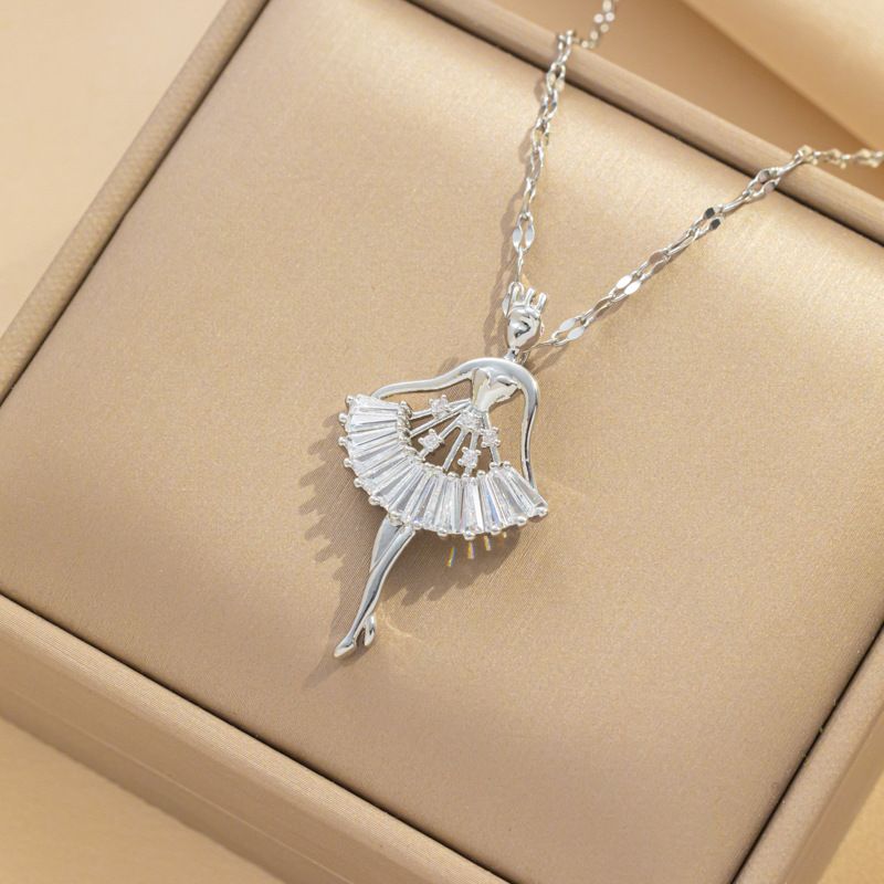 Korean Version Of Ballet Girl Necklace Design, Rose Gold Titanium Steel Lip Chain, Collarbone Chain, Temperament, Personality, Trend, And Beauty_voghion.com