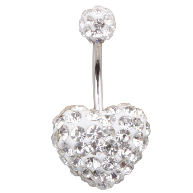 Piercing all'ombelico con anello a forma di cuore Shambhala con diamanti, esclusivo per e-commerce transfrontaliero_voghion.com