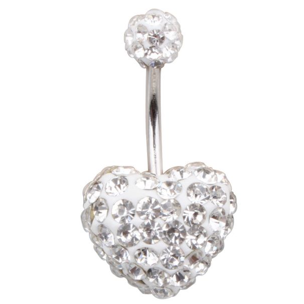 Piercing all'ombelico con anello a forma di cuore Shambhala con diamanti, esclusivo per e-commerce transfrontaliero_voghion.com