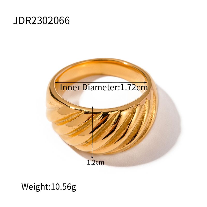 Instagram Trendy Cold Wind Titan Gold Edelstahl Schrägschnitt Textur Gerippt Breites Gesicht und Schwanz Ring Armband_voghion.com