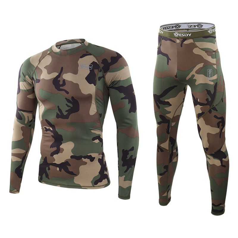 Ensemble de sous-vêtements tactiques pour hommes ESDY, vêtements de cyclisme élastiques pour sports de plein air, coupe ajustée, anti-transpiration_voghion.com