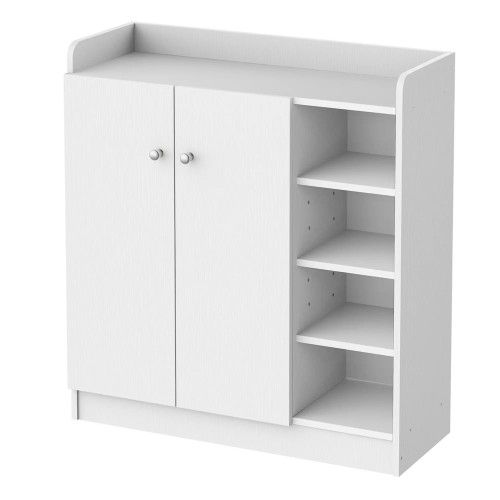 HOMCOM Schuhschrank Schuhregal Kommode Mit 2 Türen e 4 Fächern Für Diele In Weiß 83x30x90cm, Platzsparend & Modern_voghion.com