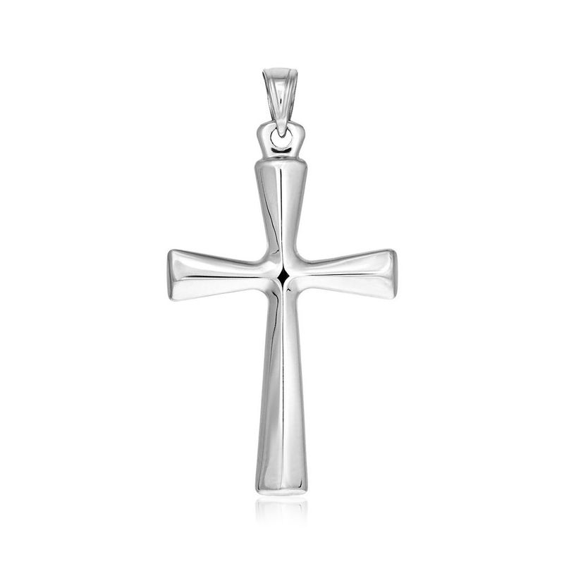 Sterling Silver Domed Rounded Cross Pendant_voghion.com