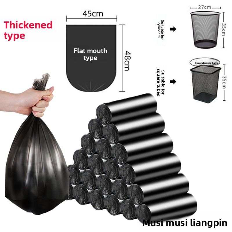 Bağcıklı Büyük Rulo Ev Tipi Kalınlaştırılmış Elde Taşınabilir Ekstra Kalın İpli Çöp Torbaları Mutfak Öğrenci Yurdu_voghion.com