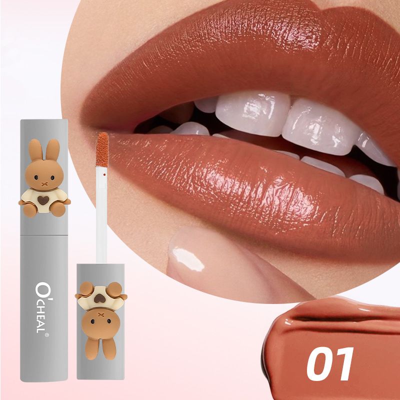 OCHEAL Cartoon Velvet Matte Matte Lip Glaze Weiches Nebel-Luftgefühl Nicht leicht an der Tasse zu kleben Lippenstift Lip Mud Lip Gloss_voghion.com
