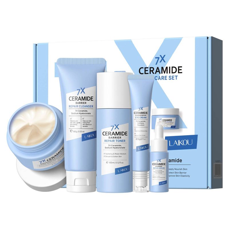 LAIKOU Set de îngrijire facială cu 5 piese cu ceramidă (cutie cadou) - Hidratant și hidratant_voghion.com