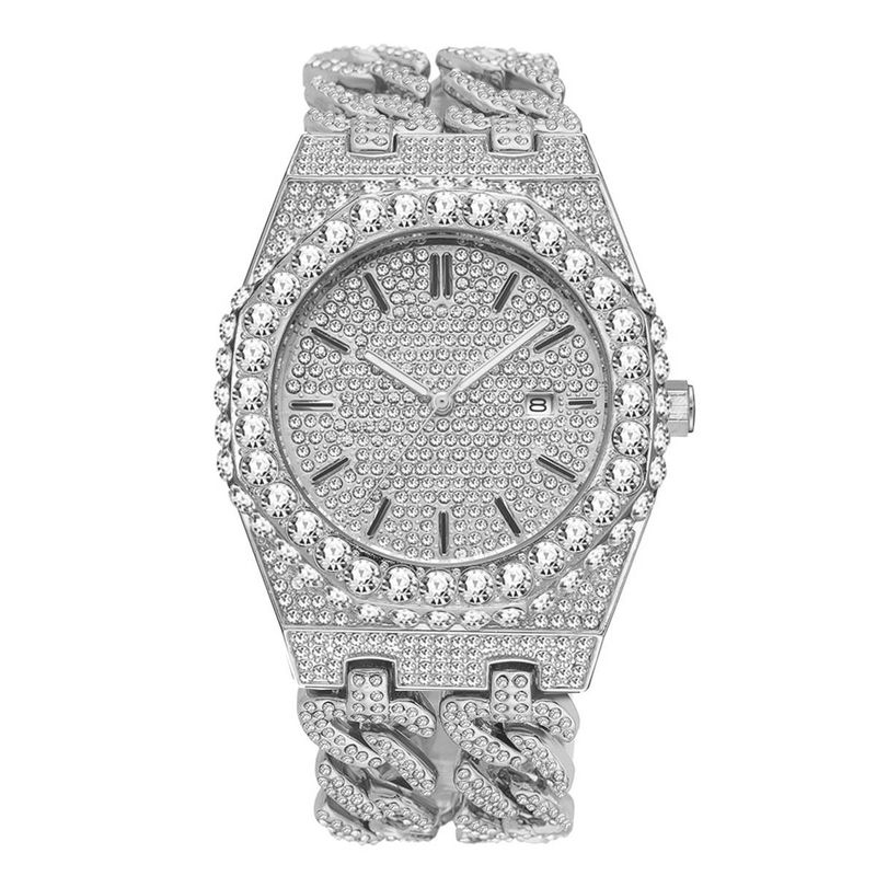 Men's Watch Hip Hop Iced Diamond Watch Men's Fashion Cuban Chain Quartz Watch_voghion.com