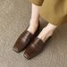 Leather Loafers For Women 2024 Spring And Autumn New British Style Soft Slip-On Versatile Chunky Heel Shoes_voghion.com