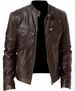 Men's Leather Jacket Bomber Motorcycle Biker Pu Leather Casual Loose Fit Faux Jacket For Men_voghion.com