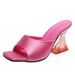 Square Toe High Heels Fashion Slippers For Women With Crystal Heels, Elegant Cloth Surface, Fish Mouth, And Cool_voghion.com