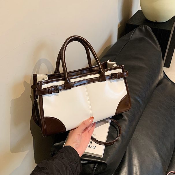 Suure mahutavusega lihtne vööga värviline nahast vabaaja naiste kott New Tide õlakott_voghion.com