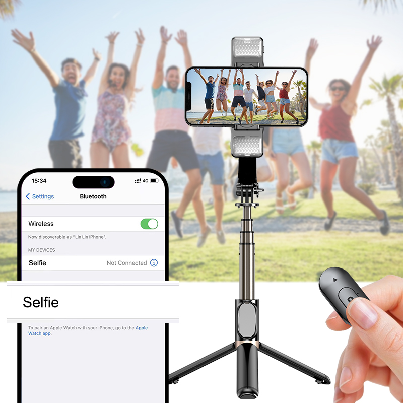 Universalgelenkstabilisator mit Selfie-Stick, drehbares Dual-Light-tragbares Handheld-Universalgelenk, mit Tri_voghion.com