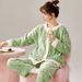 Autumn And Winter Thickened Velvet Lapel Pajamas Women's Cardigan Warm And Comfortable Pajamas Set_voghion.com