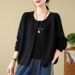 Cardigan rétro en maille de coton pour femme, col rond, manches longues, style automne 2024, vêtement d'extérieur tendance pour les diffusions en direct._voghion.com
