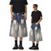 Washed Ripped Denim Shorts Men And Women Summer Straight Loose Wide Leg Pants_voghion.com