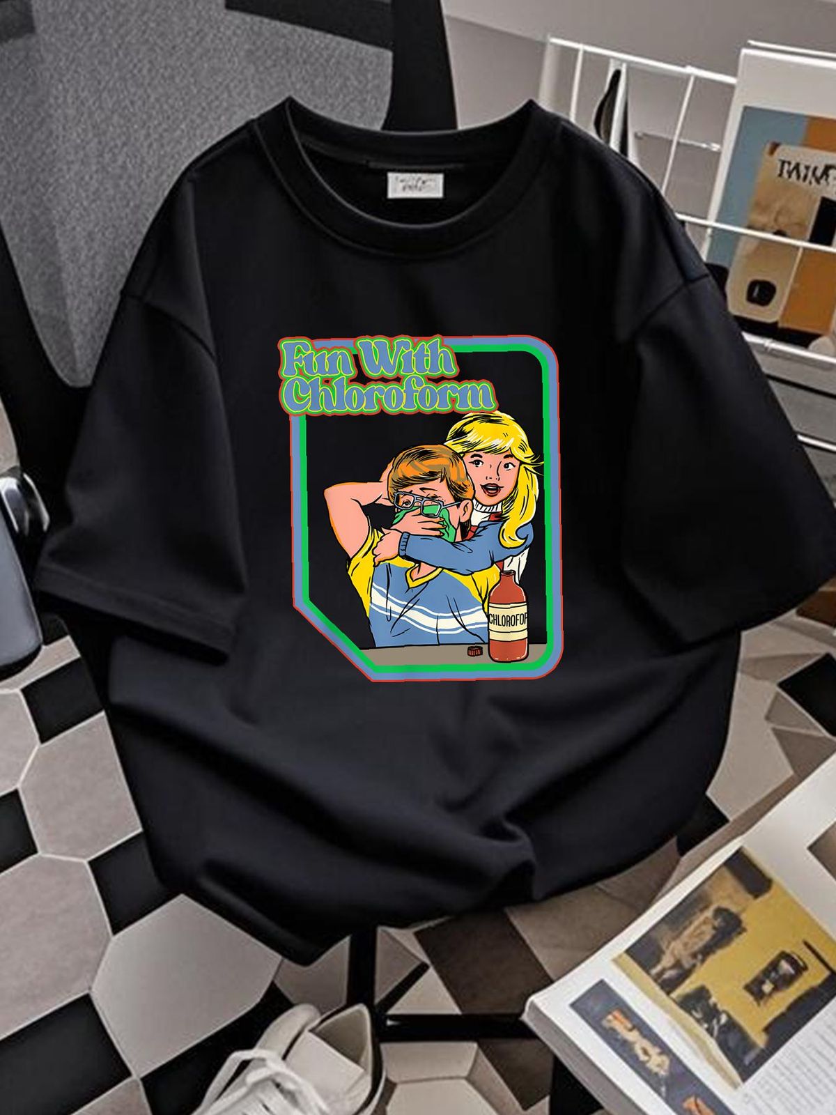 NEU LIMITIERT Fun With Chloroform Lustiges Dark Humor Shirt Lustiges Humor T-Shirt für Erwachsene Designer Kleidung Vielseitig Homme Mode Weich Bequem_voghion.com