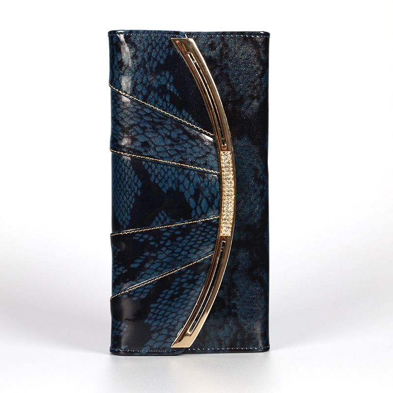Women's Bags Three Fold Leather Wallet For Women Patent Leather Bright Leather Crocodile Pattern Spotted Pattern Кошелек_voghion.com