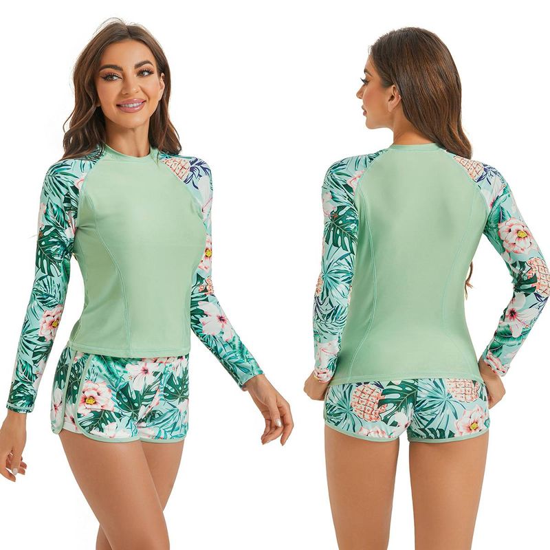 Europäischer und amerikanischer Damen-Taucheranzug, Surfanzug, konservative, schmale Passform, Sonnenschutz, langärmlige Shorts mit flachem Winkel, Badeanzug_voghion.com