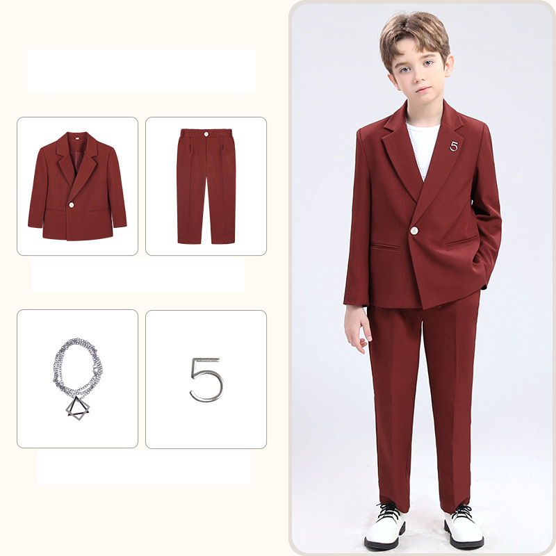 Mother & Kids Children's casual suits, new spring British style gentleman suits, boys' event host catwalk performance clothes_voghion.com