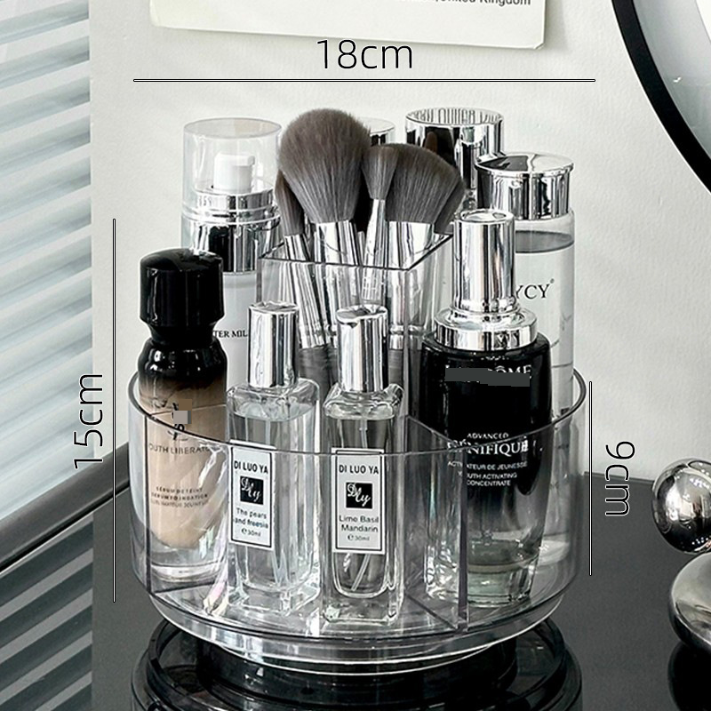 Cutie de depozitare cosmetică, masă de toaletă, fard de pleoape, ruj, machiaj, pensule, tub de depozitare, compartiment transparent, raft rotativ_voghion.com
