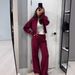 Women's Solid Color Slim Short Top And Slim Knit Pants Two-piece Set_voghion.com