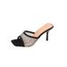 2024 Spring And Autumn New Fashionable Versatile Thin Heel Square Head Sandals For Women, High Heels With Bare Toes, One_voghion.com