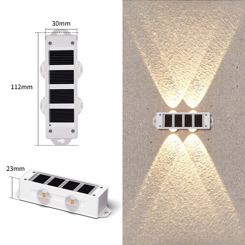 Solar-Wandleuchten für den Außenbereich, wasserdichte Gartenleuchten mit Auf- und Ab-Beleuchtung, LED-Wegeleuchten für Hof, Terrasse, Villa-Dekoration (weißes/warmes Licht)_voghion.com
