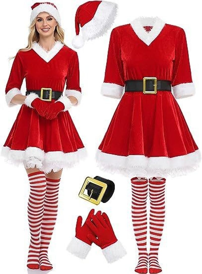 Christmas adult dress Christmas dress Christmas party dress Christmas dress Santa Claus costume_voghion.com