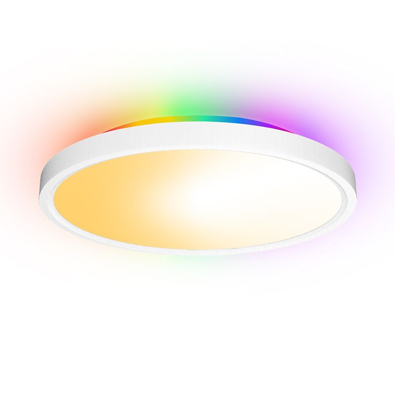 Smart Wifi Bluetooth Remote Control Dimming Color Alexa Voice Modern Ultra Thin Round Rgbcw Colorful Ceiling Lamp_voghion.com