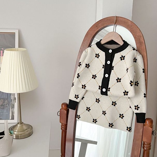Children's Clothing Factory New Suits Knitted Sweaters Korean Sports Cardigan Jacket Skirt Trendy Children's Clothing_voghion.com