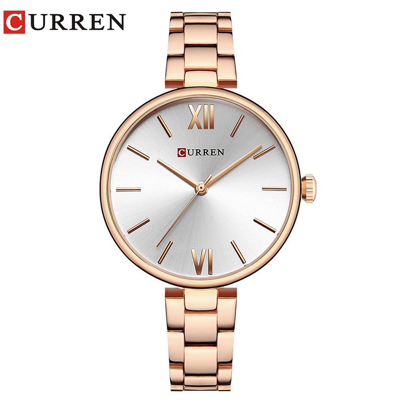 Women's Elegant Roman Numeral Quartz Watch With 30M Water Resistance, Alloy Band & Case, Minimalist Round Dial Roman Letter Simple Watch_voghion.com