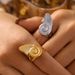Fashionable And Personalized Stainless Steel Snail Texture Ring Ins Cold Style Personalized Sweet Cool Spicy Girl Open Mouth Ring_voghion.com