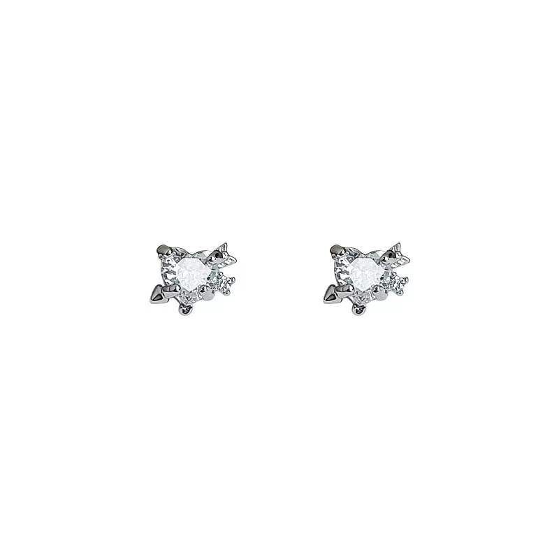 Tiqi's One Arrow Piercing Spruddelnd Zirkon Mini Exquisite Pure Sëlwer Fir Fraen Ouer Lach Schlof, Net Erausnehmbar Ouerréng_voghion.com