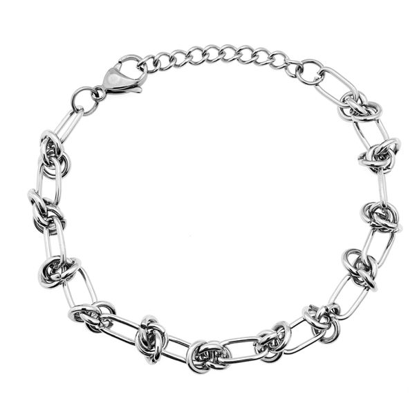 Modischer Kreisring für Herren mit Persönlichkeit im Ins-Stil, Design aus Titanstahl, Hip-Hop-Retro-Handschmuck, Spleißknoten-Kettenarmband für Herren_voghion.com