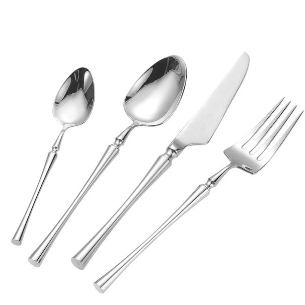 Stainless steel 304 small waist knife, fork, spoon, family hotel steak knife, fork, dessert spoon, mirror light Western tableware set_voghion.com