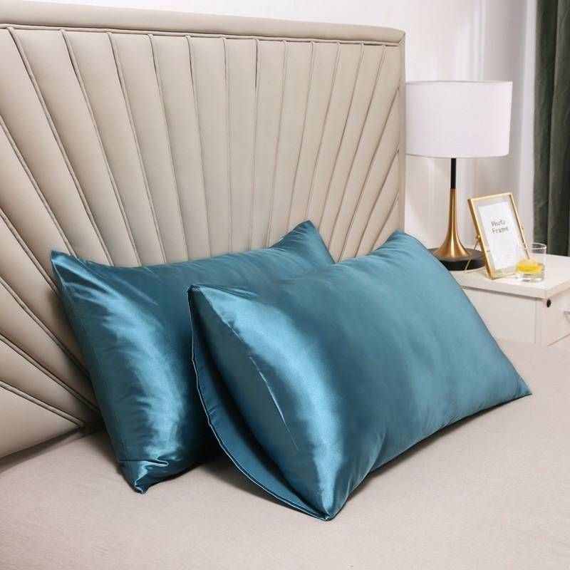 Lot de 2 taies d'oreiller en satin Tencel - Taies d'oreiller luxueuses, douces et hypoallergéniques (taille standard, lavables en machine)_voghion.com