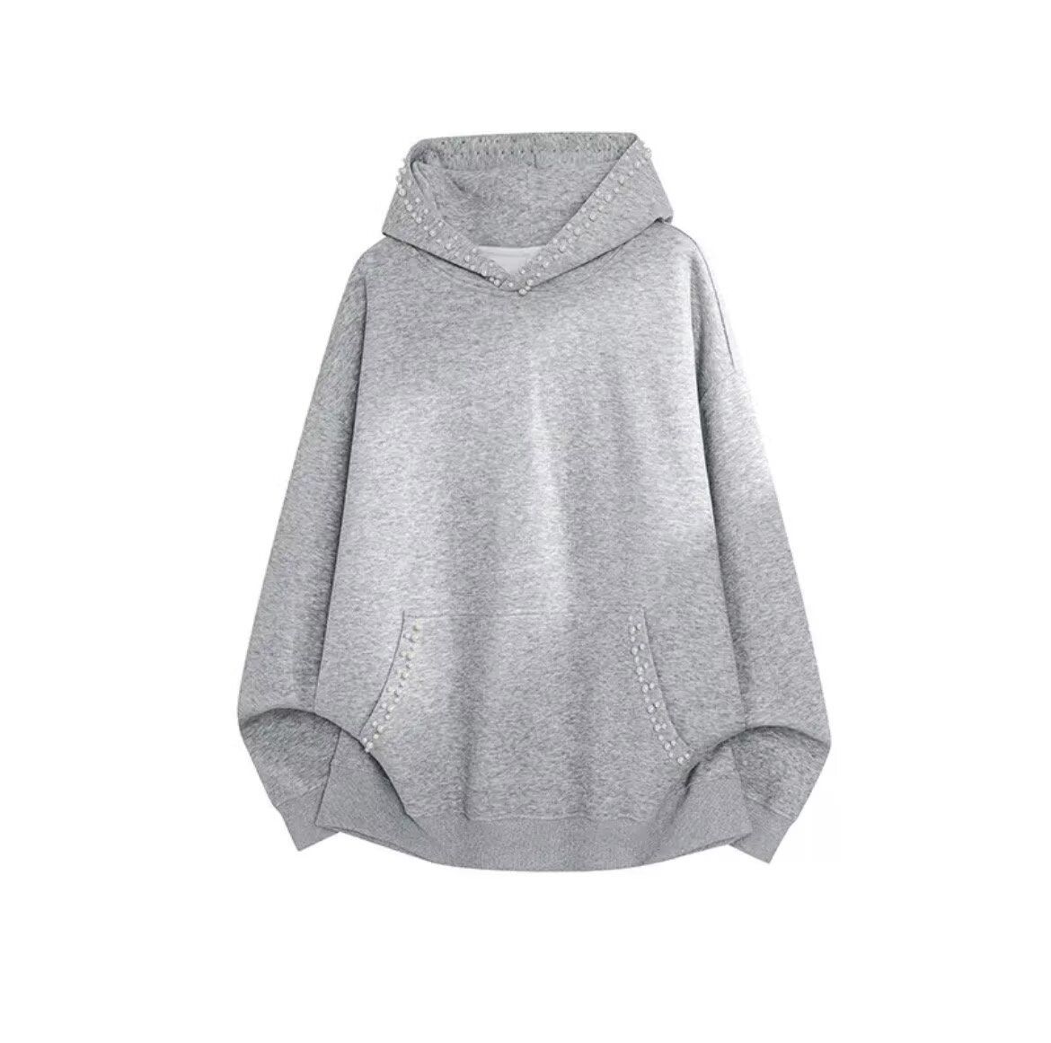 Retro-Kapuzenpullover mit Perlenverzierung – Unisex-Oversize-Streetwear-Sweatshirt für Frühling und Herbst (Schwarz, Weiß-Grau, Hellgrau, M-XXXL)_voghion.com