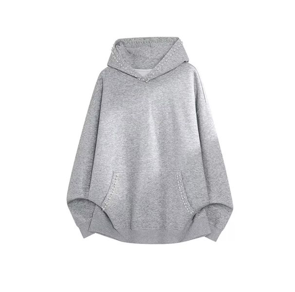 Retro-Kapuzenpullover mit Perlenverzierung – Unisex-Oversize-Streetwear-Sweatshirt für Frühling und Herbst (Schwarz, Weiß-Grau, Hellgrau, M-XXXL)_voghion.com