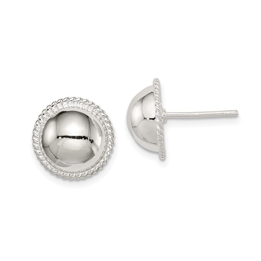 Sterling Silver 12mm Button Earrings_voghion.com