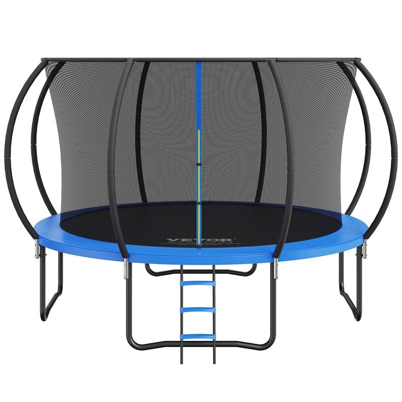 VEVOR 12FT Trampoline, 400 Lbs Trampoline With Enclosure Net, Ladder, And Curved Pole, Heavy Duty Trampoline With Jumping Mat And Spring Cover Padding, Outdoor Recreational Trampolines For Kids Adults_voghion.com