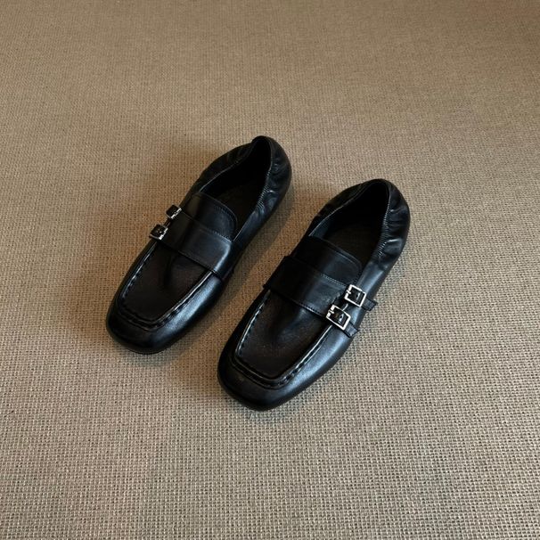 Schaffell-Version ~ Französische Slip-On-Loafer 2025 Herbst Neue flache Schuhe für Damen im britischen Stil, kleine Lederschuhe_voghion.com