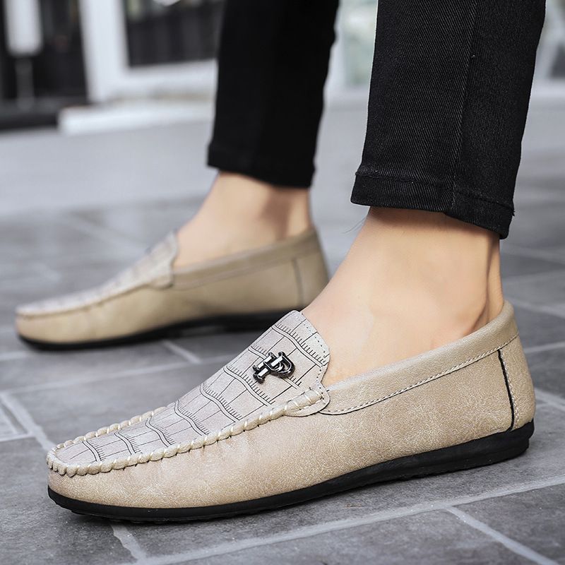 Doudou Shoes Chaussures en cuir décontractées pour hommes, printemps et été, nouvelles chaussures à semelles souples, respirantes, à enfiler, style décontracté, style station européenne, mocassins britanniques tendance_voghion.com