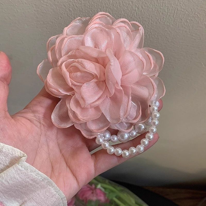 Fascia per capelli con fiori di perle e rosa secca, con testa a sfera bassa, piccola corda per capelli fresca, super fata, accessori per capelli_voghion.com