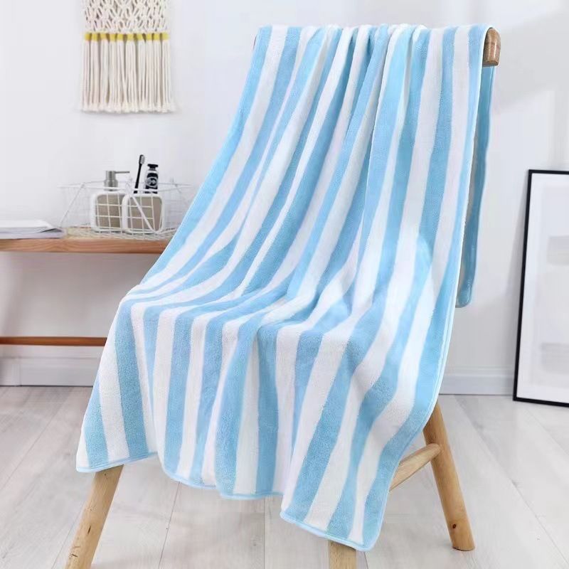 Toptan K mercan polar banyo havlusu geniş şerit banyo havlusu kalınlaşmış emici havlu banyo havlusu yetişkin ev plaj havlusu fabrika kaynağı_voghion.com