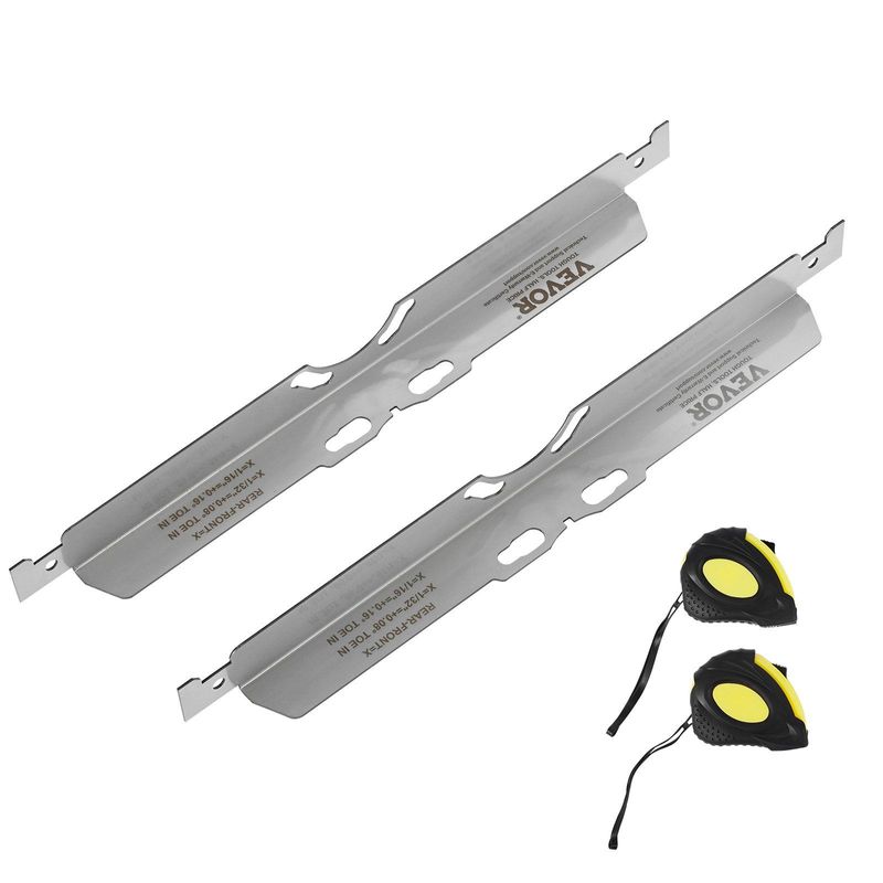 VEVOR Wheel Alignment Tool, 2-Pack Toe Alignment Toe Plates, Stainless Steel Wheel Alignment Tool Plate, Toe Angle Accurate Measurement, Includes 2 Measuring Tapes & Conversion Chart_voghion.com